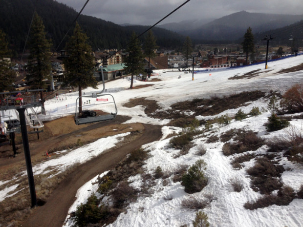 Looking toward the base are of Squaw, not a whole lot of snow going on