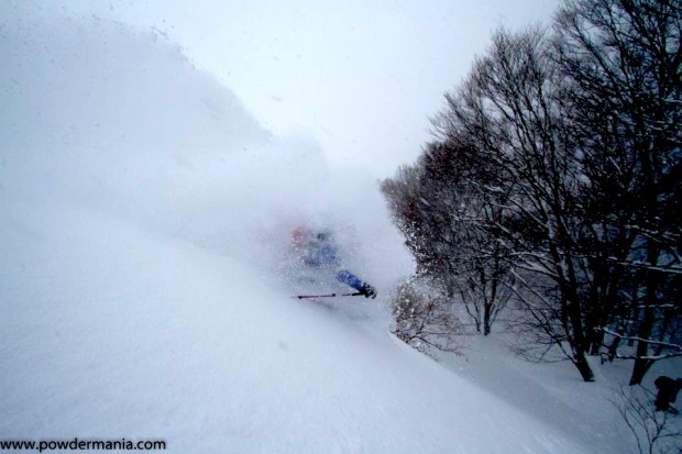 Snow in the face.  photo:  Patrick Fux/Powdermania.com