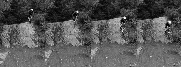 The drop on Upper Joyride is easier than it looks. But everyone is watching.