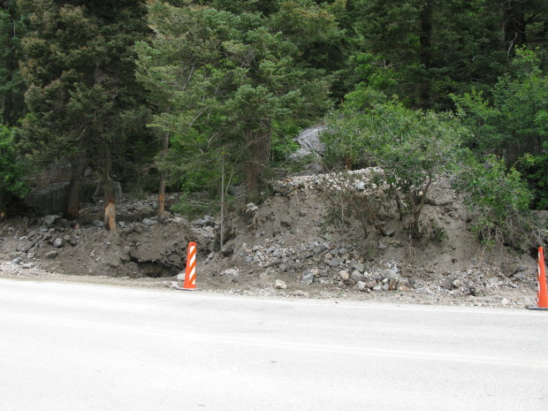 Rocks flowed across this section over 6 feet deep.