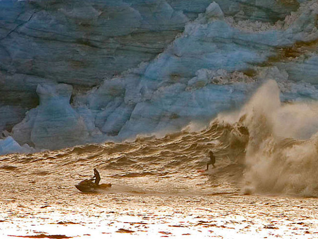 Glacier wave surfing