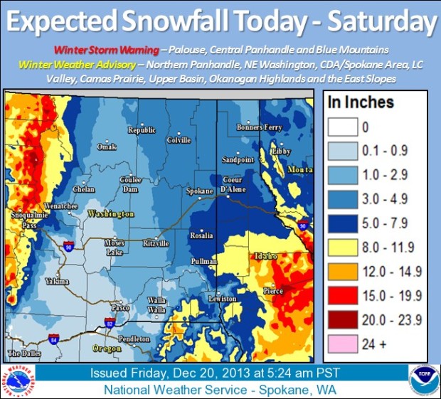 washington snow forecast for today