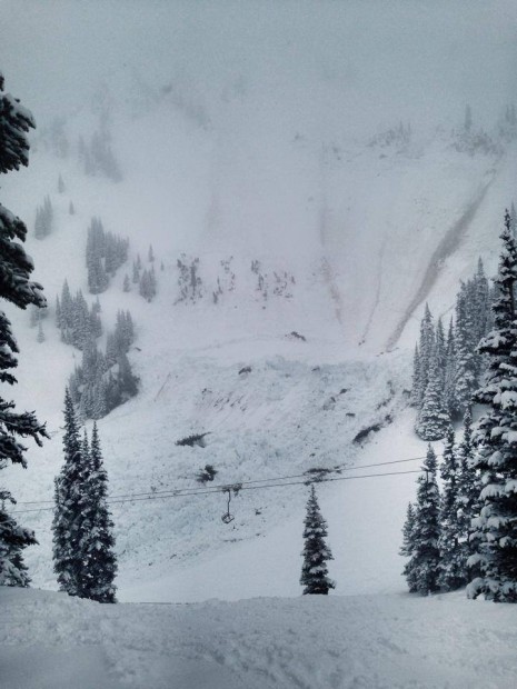 High Campbell chair destroyed in avalanche yesterday.  photo:  crystal mountain