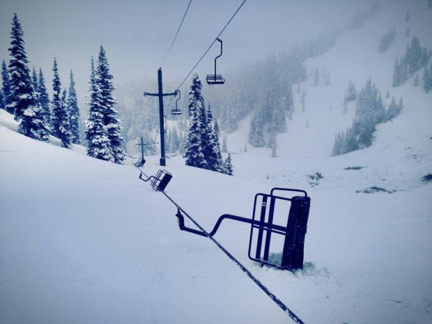 High Campbell chair destroyed in avalanche yesterday.  photo:  crystal mountain