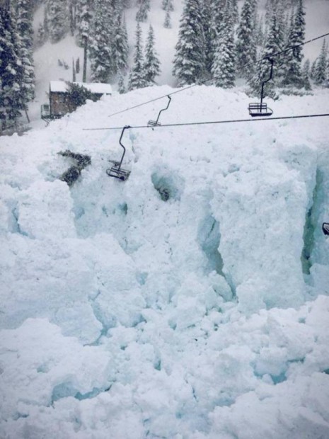 High Campbell chair destroyed in avalanche yesterday.  photo:  crystal mountain