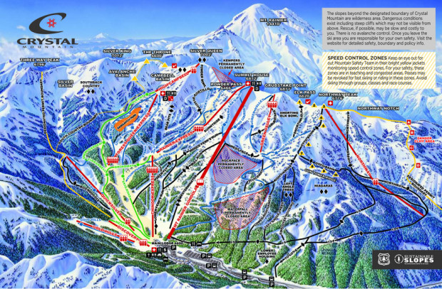 Crystal Mountain, WA trail map showing the High Campbell chair at the top.