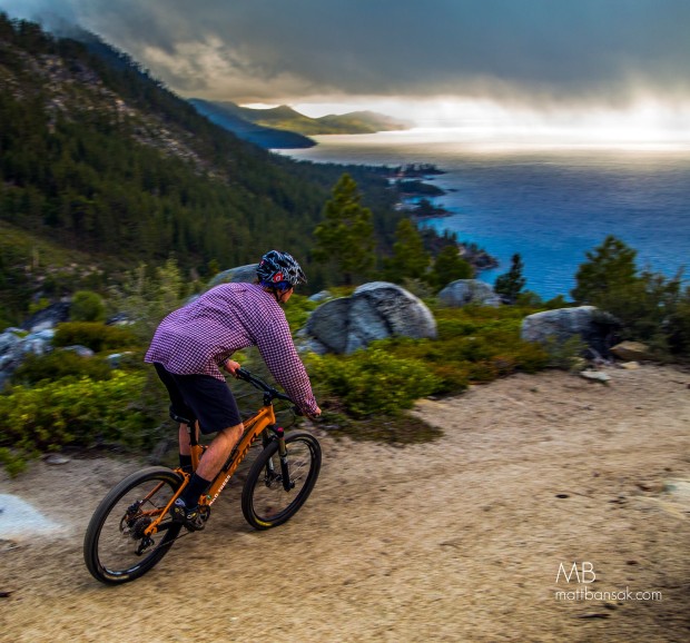 Cody Wilkins riding down Tunnel Creek Rd on the east shore.