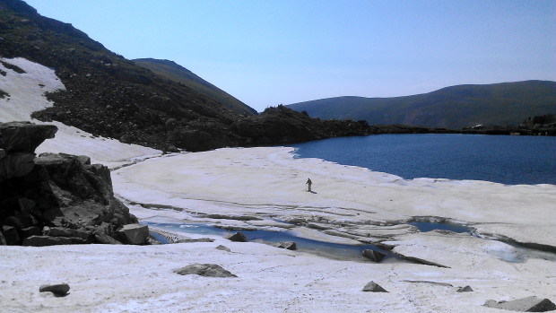 Bob Lake still half covered in snow and ice