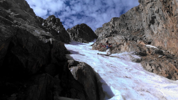 surprisingly great snow in spots! [Photo: Aaron Rice, Skier: Mike Olsen]