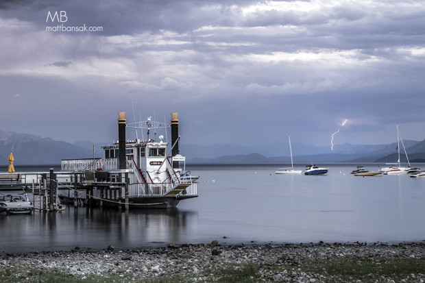 Lightning behind the Tahoe Gal