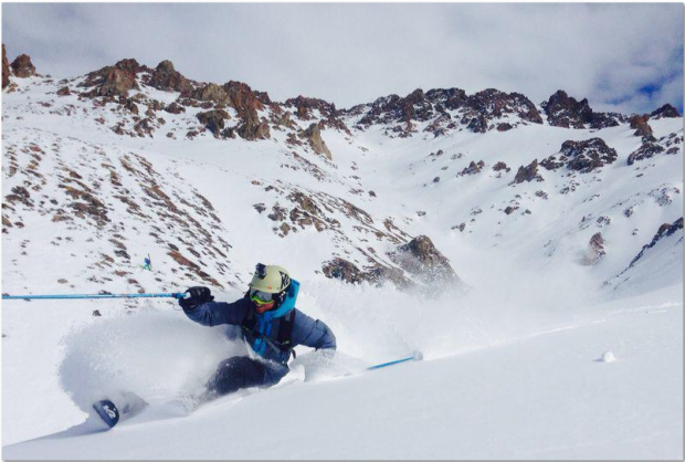 Adria Millan at Las Lenas, Argentina yesterday.  photo:  aymar navarro 