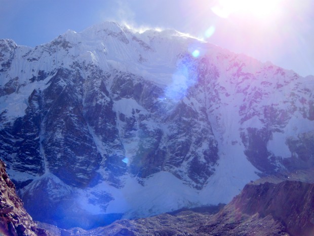  Looking up at the Salkantay Mountain in all of its might.