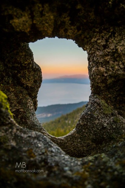 A Tahoe shaped hole framing Tahoe.