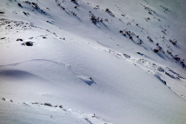 Aaron milking some good pow down low.