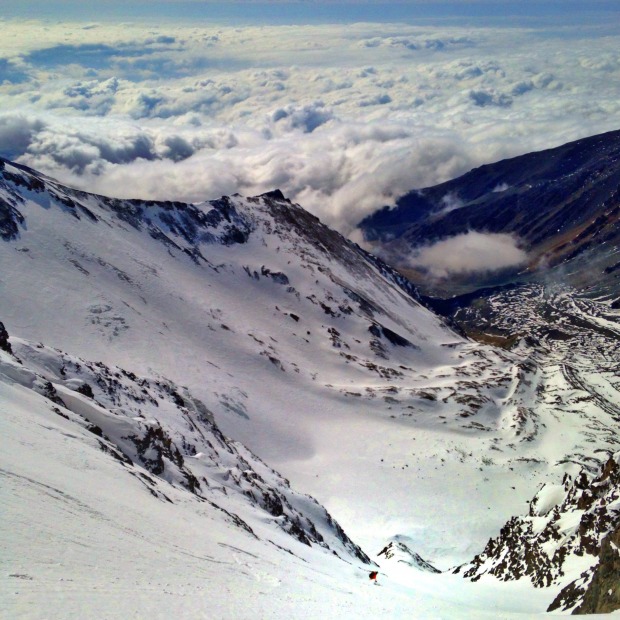 Lower in the couloir.