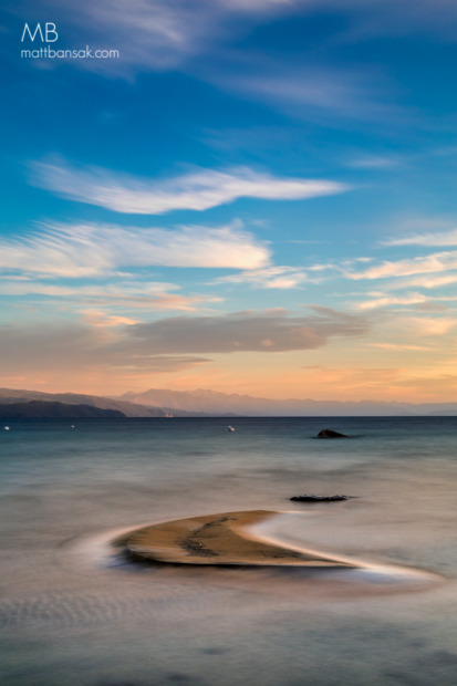 Neat crescent shaped sandbar