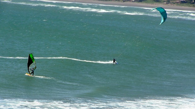 Two kite surfers were tearing up today.