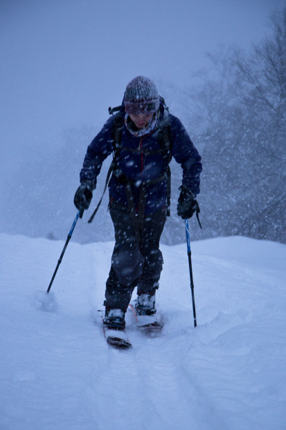 Mike earning his turns early in the morning