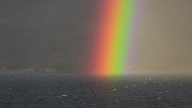 The most intense rainbow I've ever seen. Beagle Channel, Argentina/Chile. photo: staging.snowbrains.com