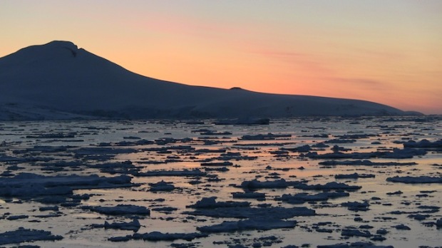 Sunset in Gerlache Straight, Antarctica.