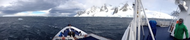 Guide Jules Hanna and the Gerlache Striaght, Antarctica. photo: staging.snowbrains.com