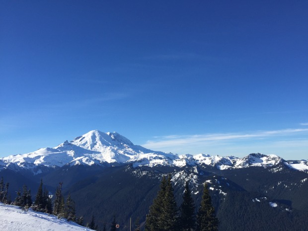 Bluebird views of Mt. Rainier from the northeast.