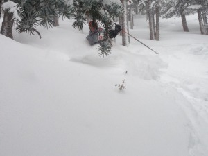 Finding thigh deep powder off of Lorelei