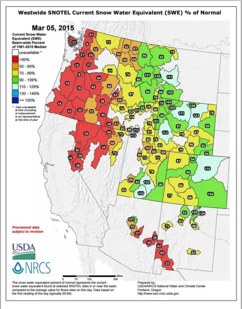 Western snow depths