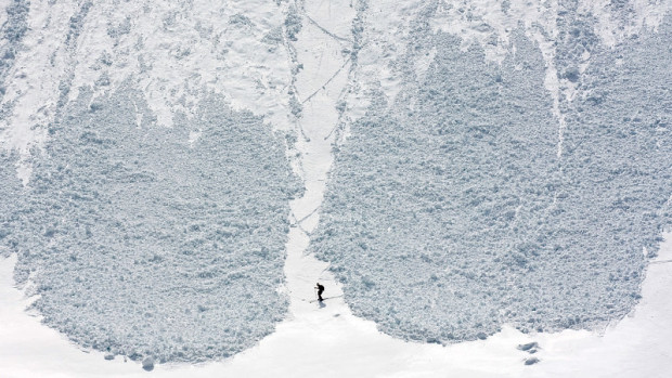 Two wet slides at Washington's Crystal Mountain ski area.     Photo: Ethan Welty