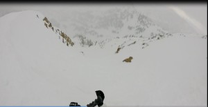 looking down Main Chute at the top of Mt. Baldy