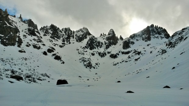 Nice view of many of the chutes to choose from at Frey