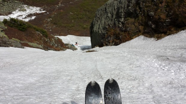 looking down a very thin Chute. 