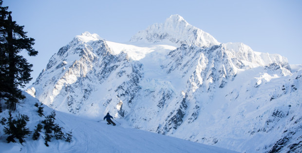 Matt with Shuksan, photo by David Bruce