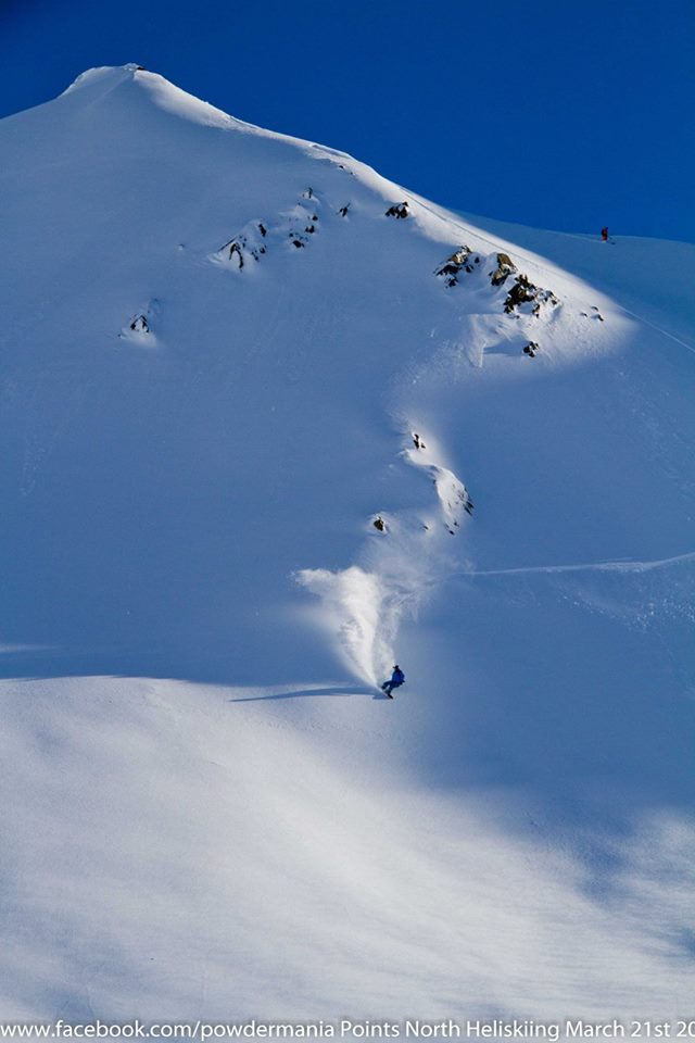 Matt Ward finds blower in the low angle terrain, Pic credit Pat Fux Powdermania