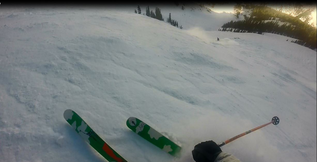 looking down Highland Bowl with perfect chalk to be had 