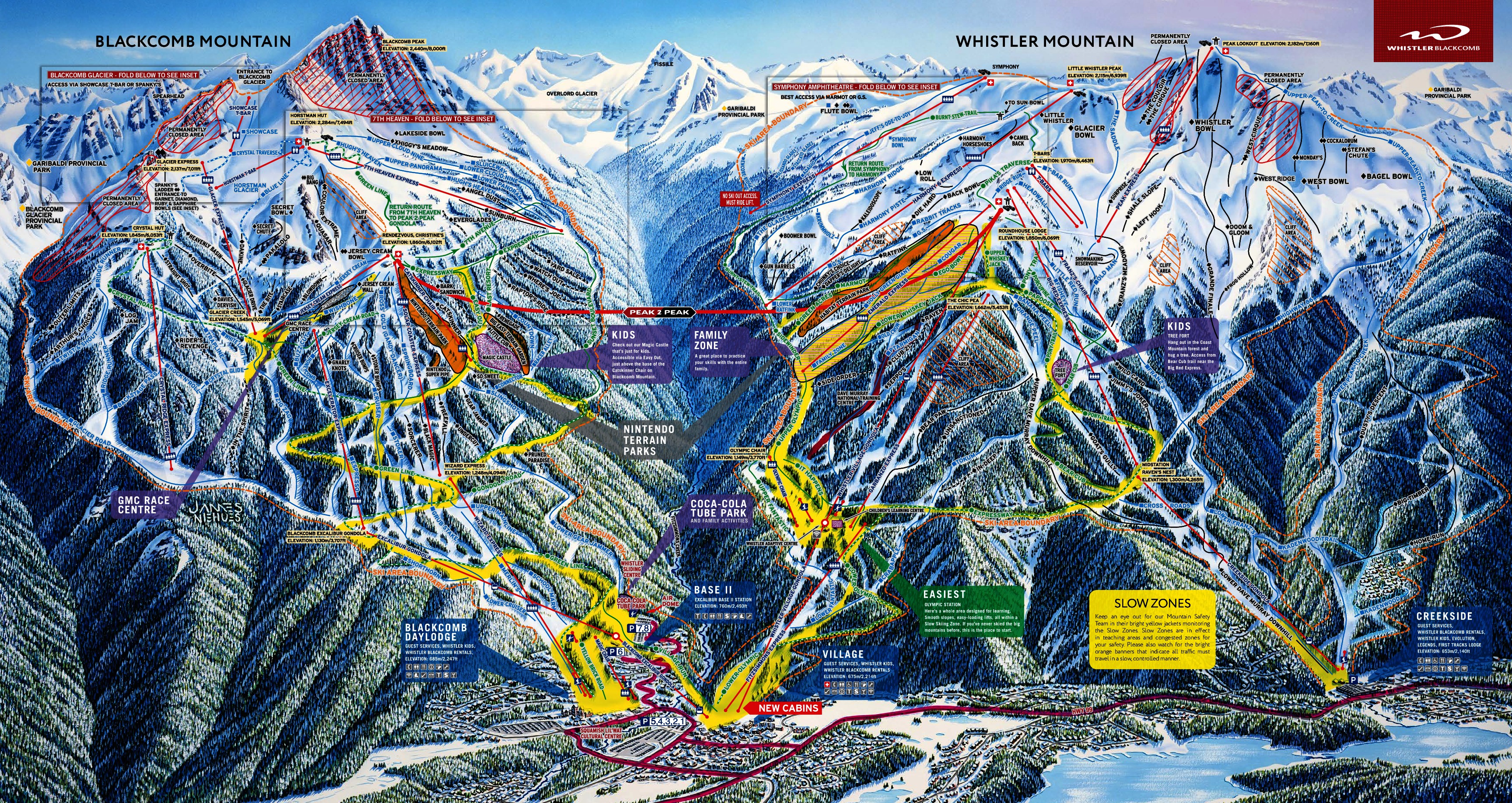 Whistler Blackcomb trail map.