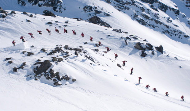 Jump over cliff. image from http://sammcrae.com/ski-photographer/