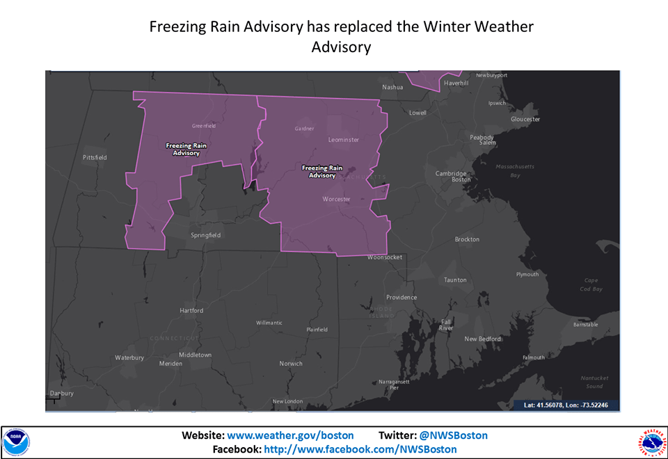 Evening commute home could become quite slick in Connecticut, Mass, and New Jersey. Source; US National Weather Service Boston Massachusetts 