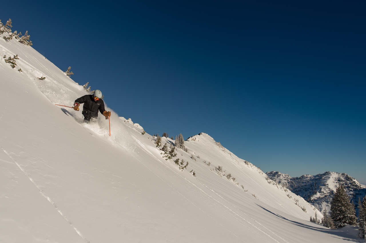 Alta's GM Onno ripping off the Collin's chair in deep powder on December 18th, 2016. photo: court leve