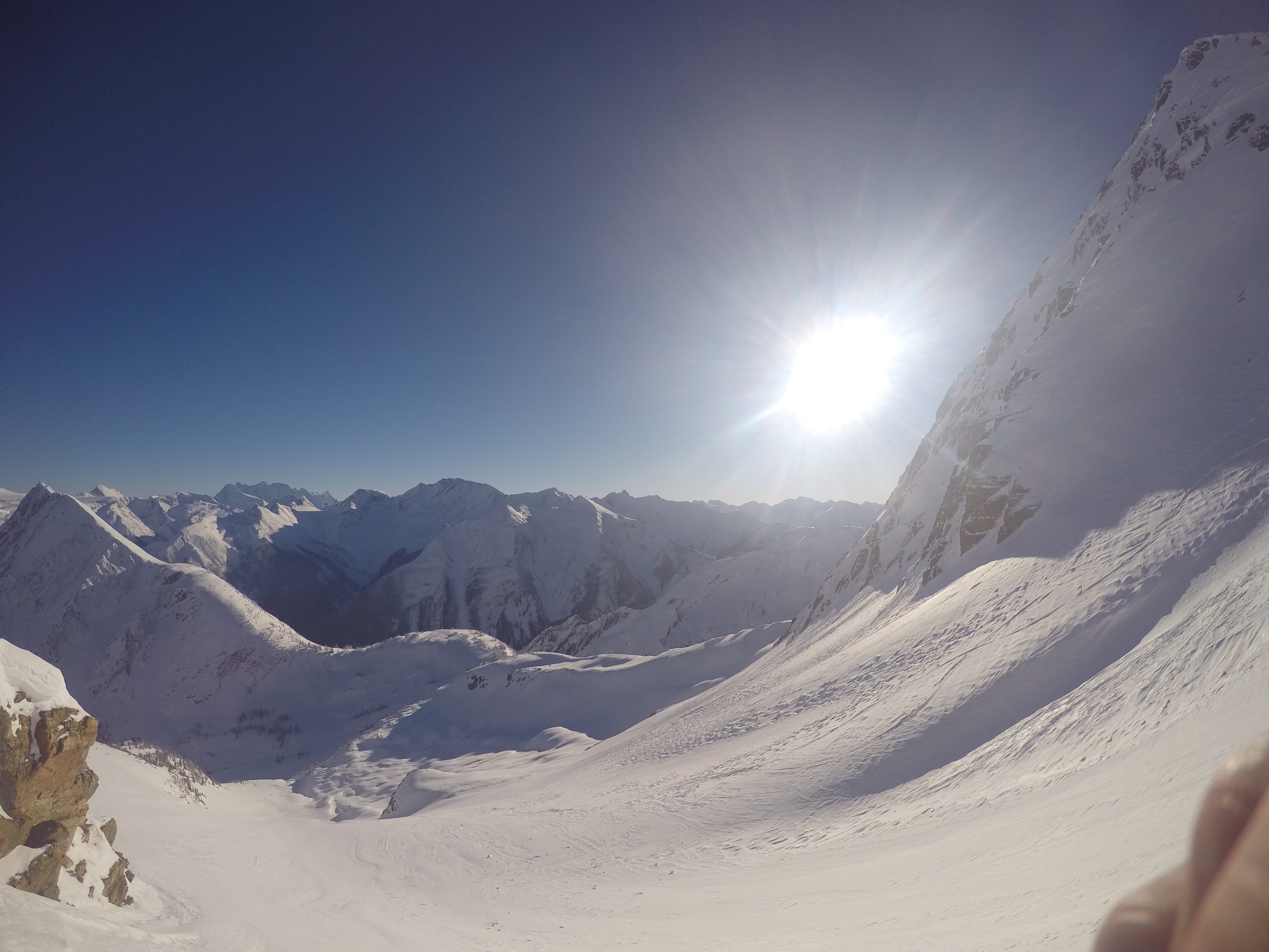 Staring down into 8812 Bowl from Bruin's pass. Photo: Sergei Poljak Jan. 3, 2017