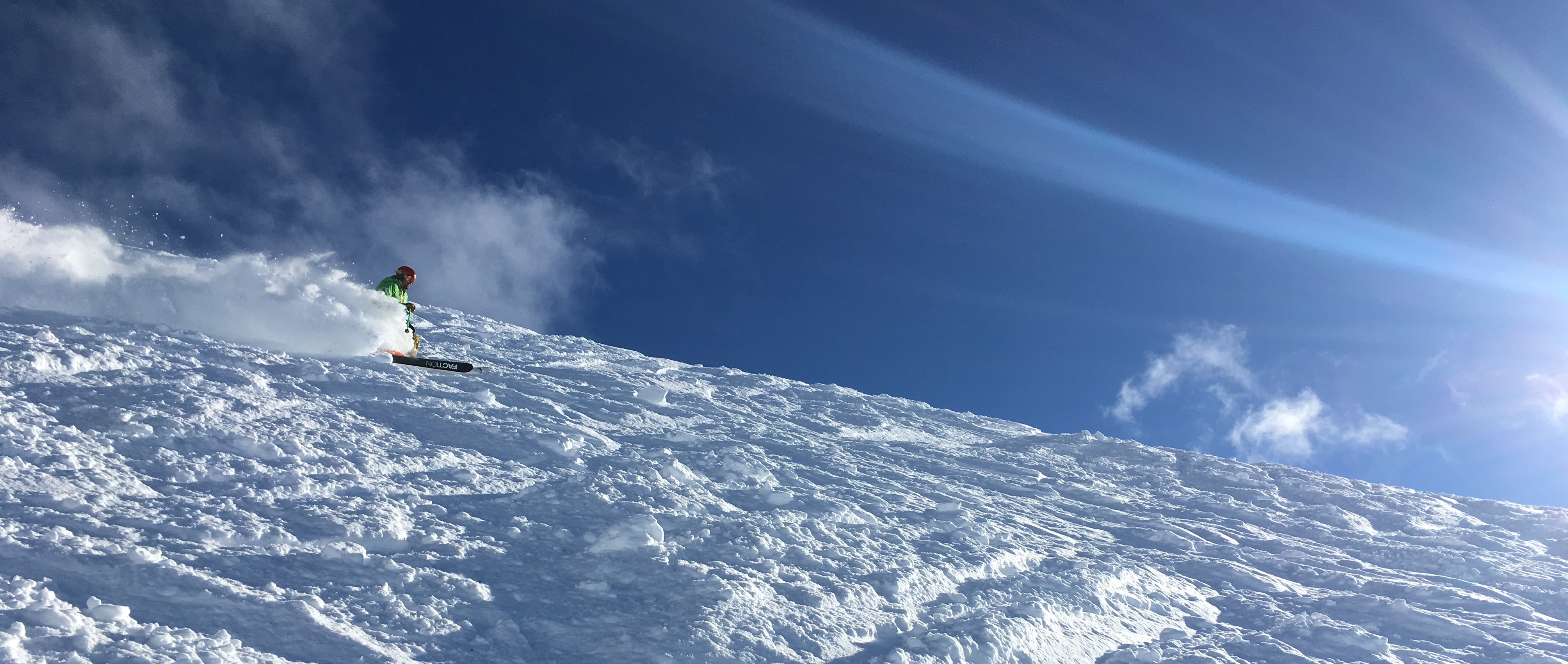 There was a happy trail all day, and I'm not talking about the one leading from my navel to my privates. Photo: Scott Conover Skier: Sergei