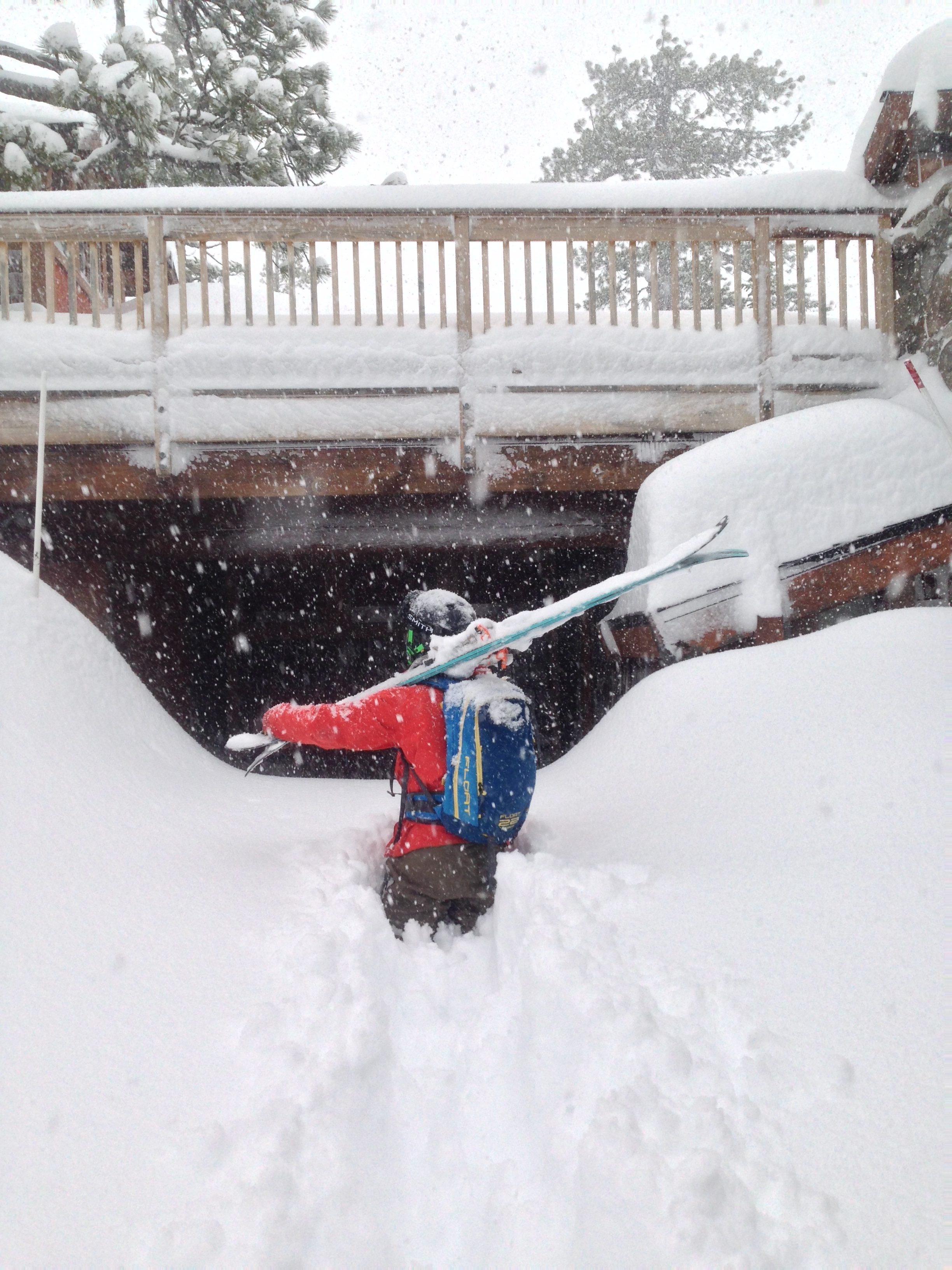 Bevan standing in waist deep pow