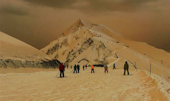 orange snow, Russia, Sochi, Sahara