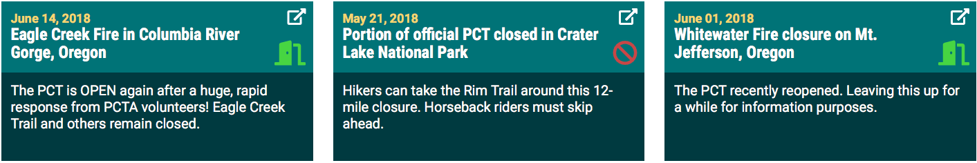 pacific crest trail, closures, fire, wildfire