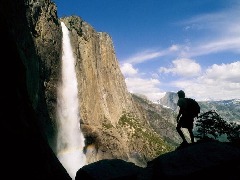 yosemite falls waterfall, snowpack