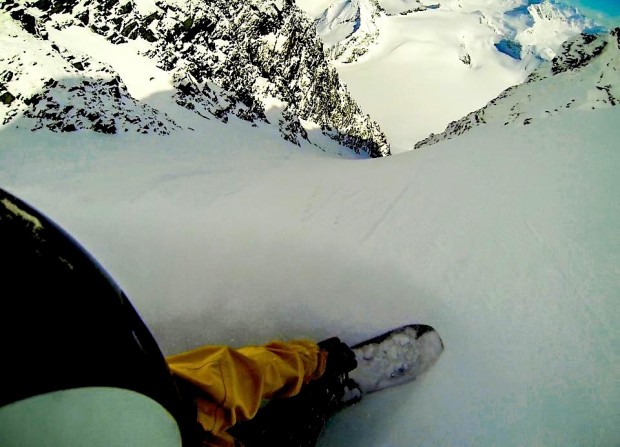 Matt Ward dropping in at Points North Heli.  Cordova, AK in early April 2013