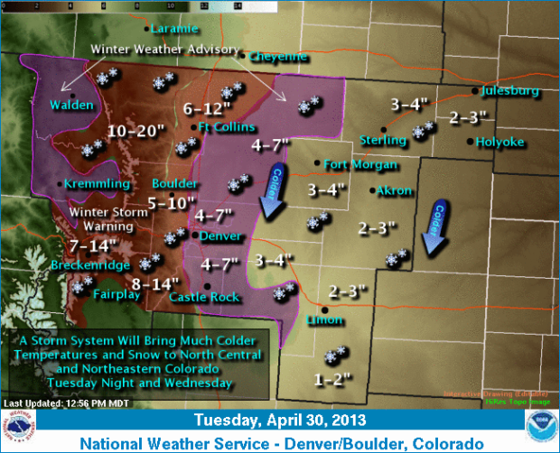 Colorado Snow Forecast. NOAA
