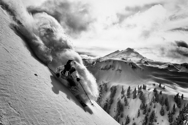 The sun actually comes out about 1.5 days/year at Mt. Baker, WA.  Adam U lining it up perfectly.