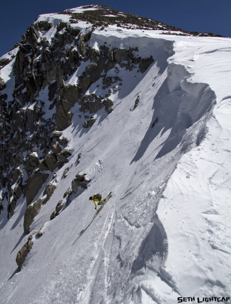 The Tioga Pass Road opening last weekend was under the radar. Relatively few people were out touring on the pass. Zeb Blais got the memo and proceeded to rip the sh!t out of the Solstice couloir on Mt. Dana.