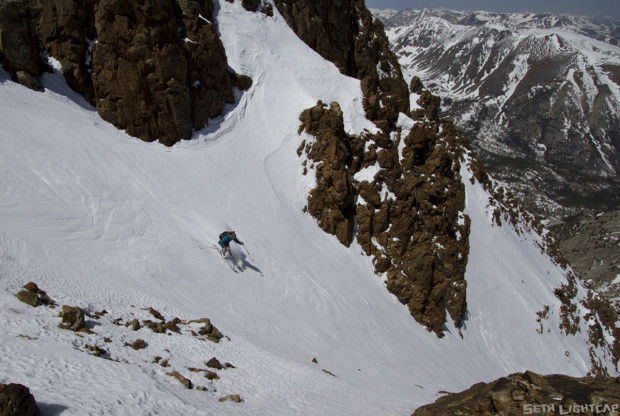 Snow conditions run the gamut in the Eastern Sierra right now. Most high north facing lines are still holding winter chalk.